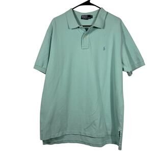Vintage Ralph by Lauren Polo Shirt Teal Sz Large Navy Pony 90s Y2K Retro Preppy